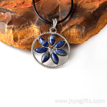 Chakras Stone Flower of Life Pendant Necklace